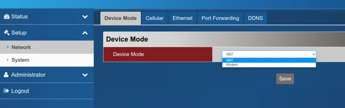 Setup mode