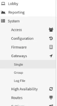 Gateways menu