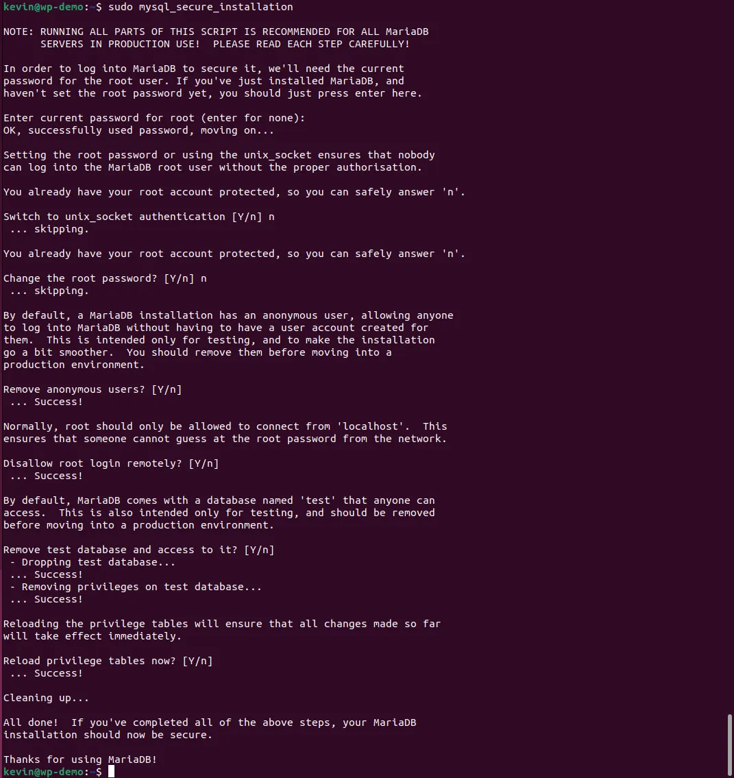 MariaDB Setup Script